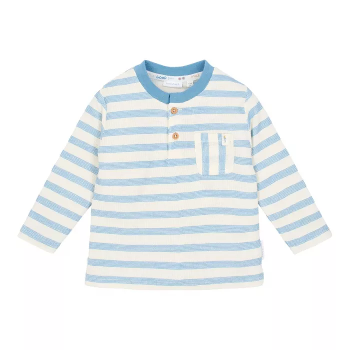 Bluza din bumbac organic - Steel Blue stripe - Little Dutch