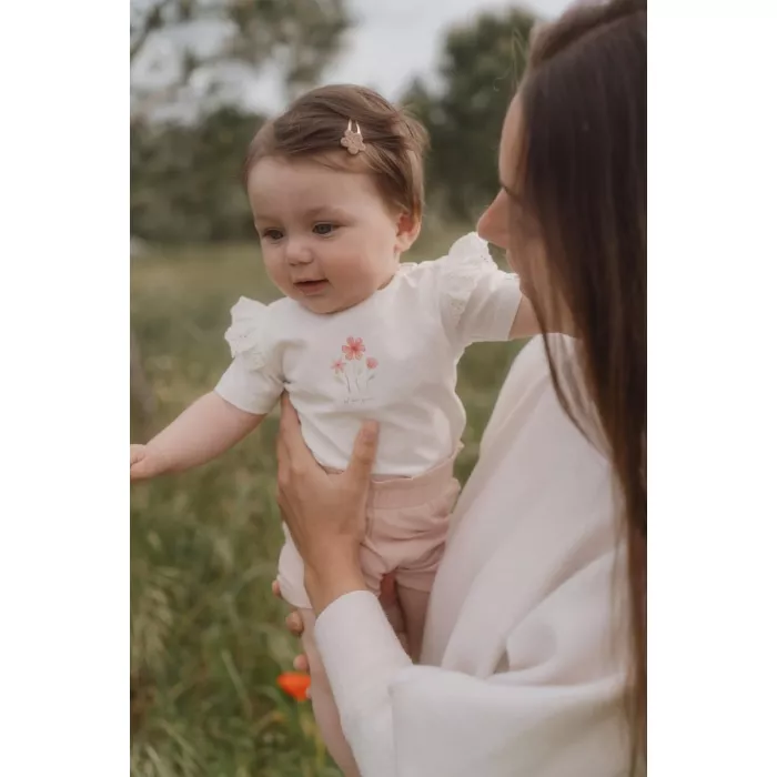 Tricou din bumbac organic cu volane  - White - Little Dutch