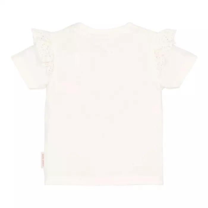 Tricou din bumbac organic cu volane  - White - Little Dutch