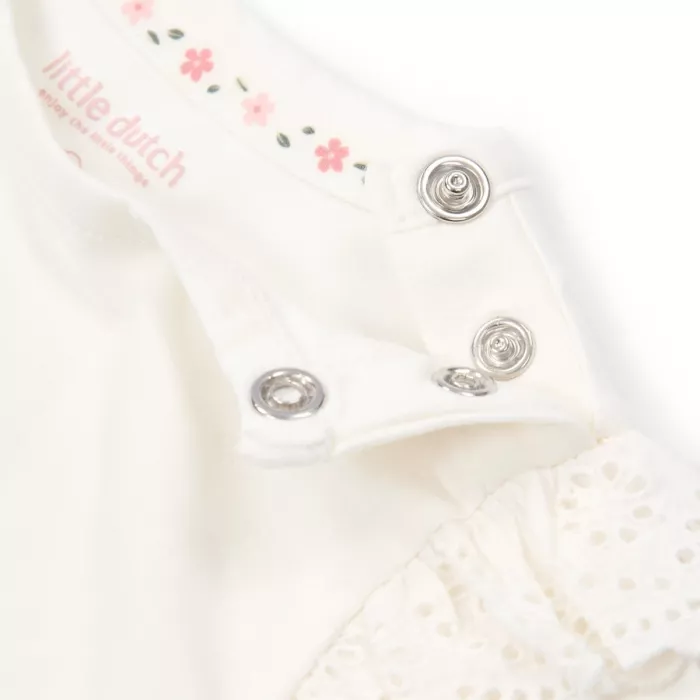 Tricou din bumbac organic cu volane  - White - Little Dutch