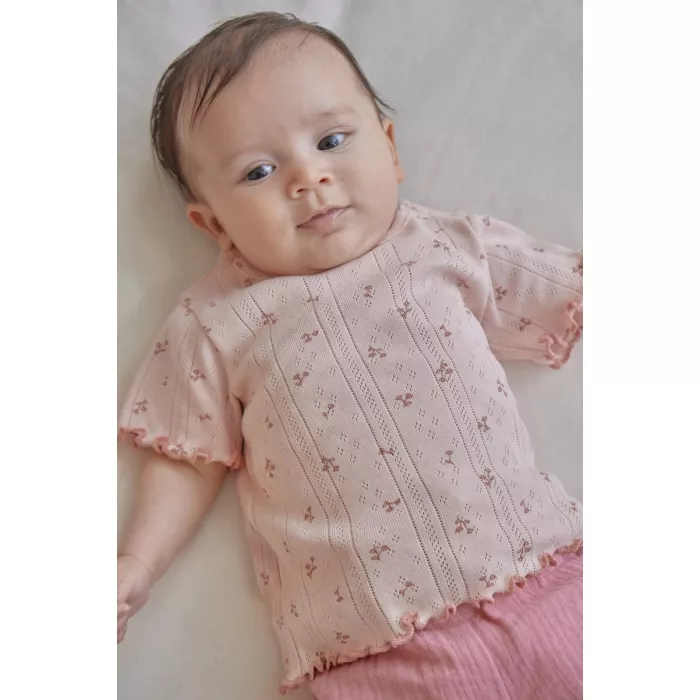 Tricou  din bumbac organic - Pink Fairy Flowers - Little Dutch