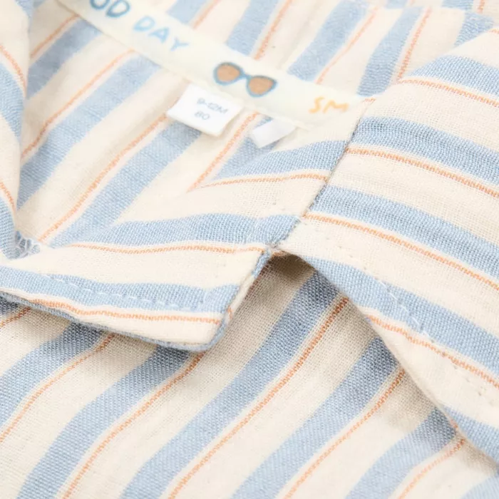 Camasa cu maneca scurta din bumbac organic - Multi Stripe - Little Dutch