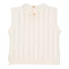 Tricou fara maneci tricotat din bumbac organic - Creme - Little Dutch
