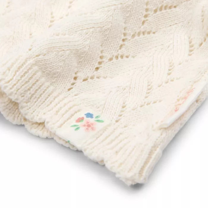 Tricou fara maneci tricotat din bumbac organic - Creme - Little Dutch