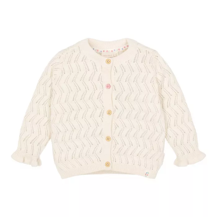 Cardigan tricotat din bumbac organic - Creme - Little Dutch