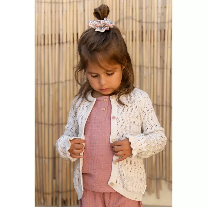 Cardigan tricotat din bumbac organic - Creme - Little Dutch