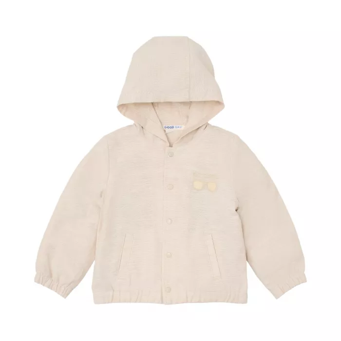 Jacheta cu gluga din bumbac organic - Sand - Little Dutch
