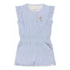 Salopeta pantalon din bumbac organic - Denim Blue Stripe - Little Dutch