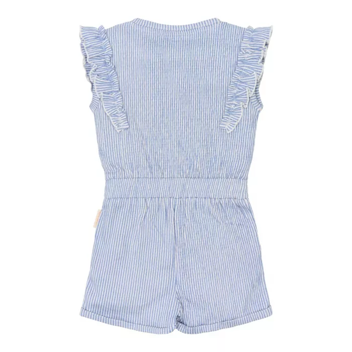 Salopeta pantalon din bumbac organic - Denim Blue Stripe - Little Dutch