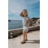 Salopeta pantalon din bumbac organic - Denim Blue Stripe - Little Dutch