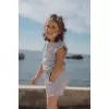 Salopeta pantalon din bumbac organic - Denim Blue Stripe - Little Dutch
