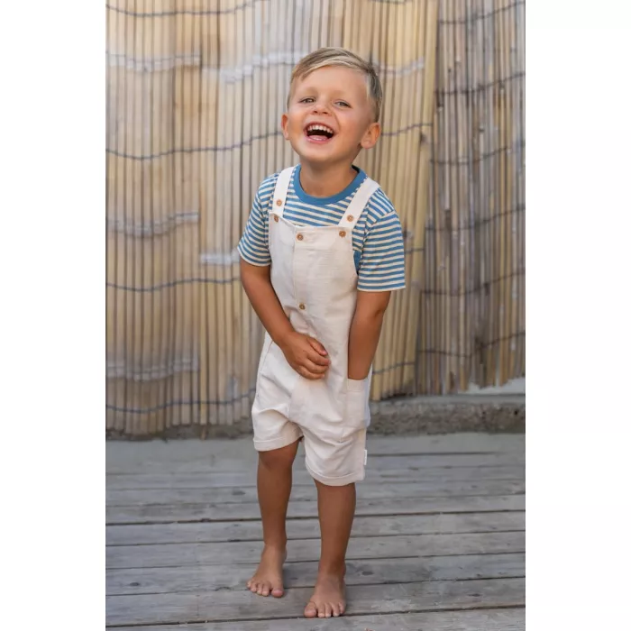 Salopeta din bumbac organic - Sand - Little Dutch