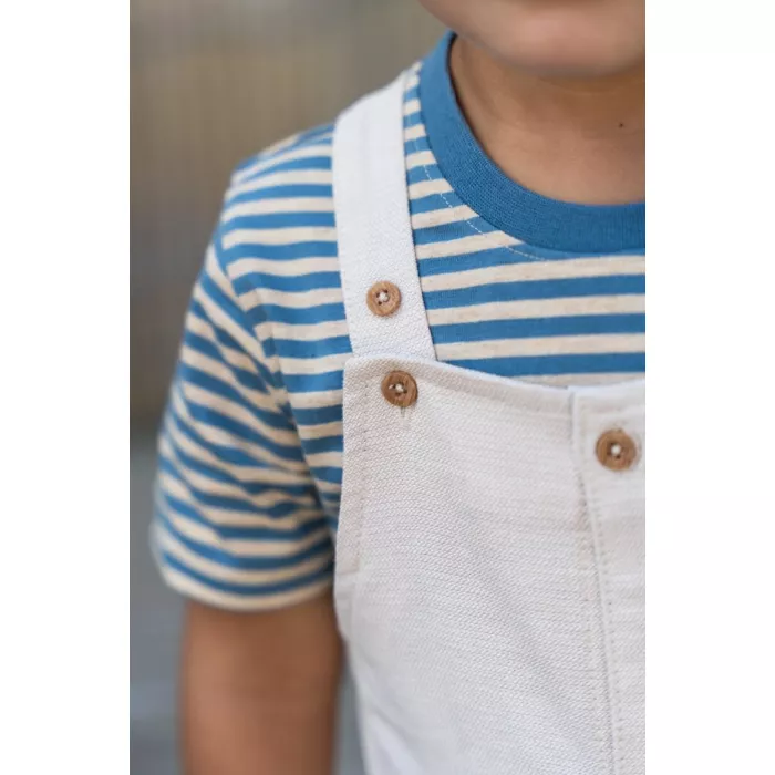 Salopeta din bumbac organic - Sand - Little Dutch