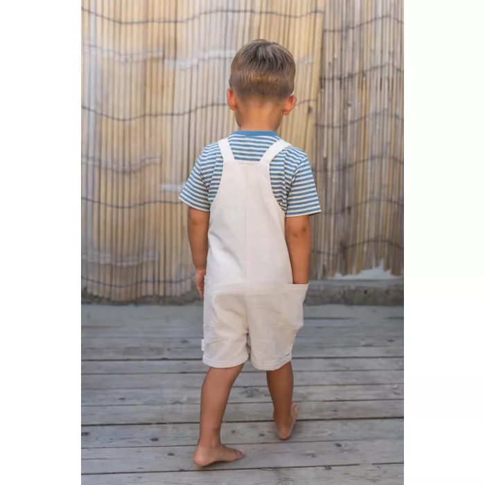 Salopeta din bumbac organic - Sand - Little Dutch