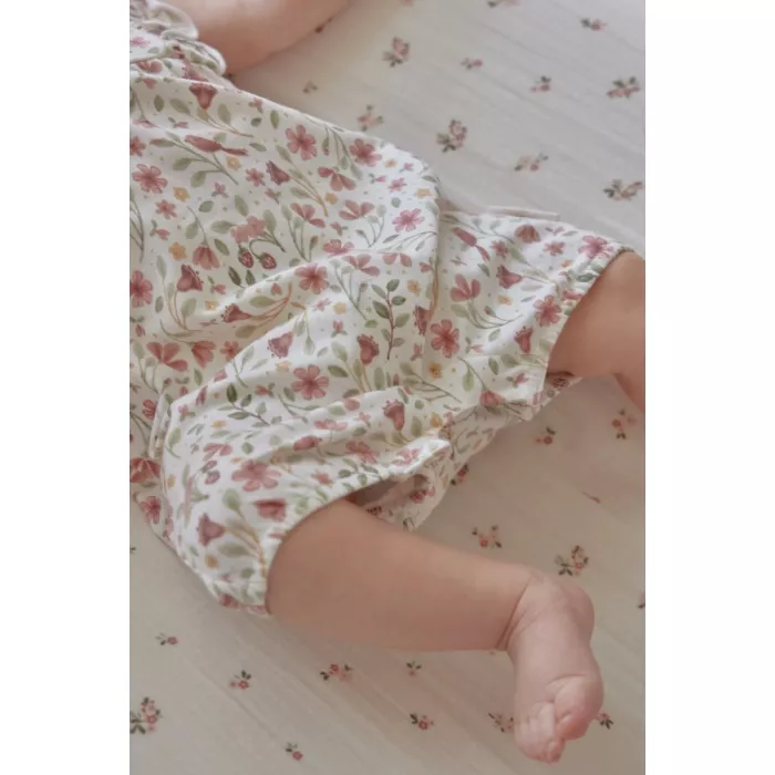 Salopeta pantaloni scurti din bumbac organic - White Fairy Wonders - Little Dutch