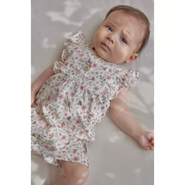 Salopeta pantaloni scurti din bumbac organic - White Fairy Wonders - Little Dutch