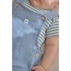 Salopeta pantalon scurti din bumbac organic - Stone Blue - Little Dutch