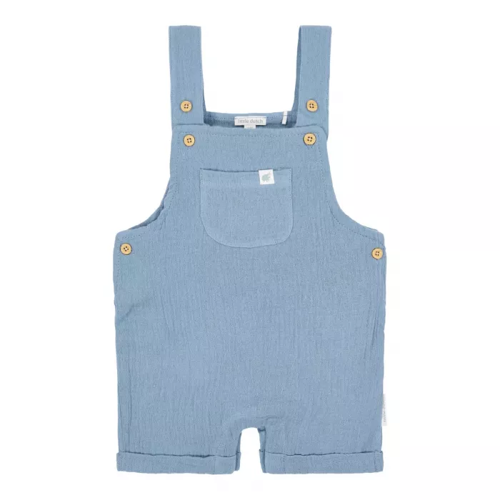 Salopeta pantalon scurti din bumbac organic - Stone Blue - Little Dutch
