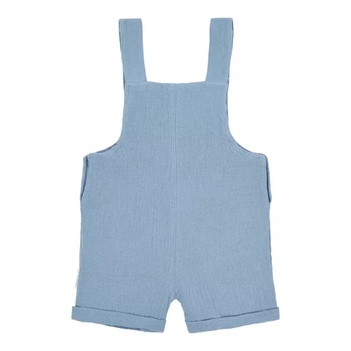 Salopeta pantalon scurti din bumbac organic - Stone Blue - Little Dutch