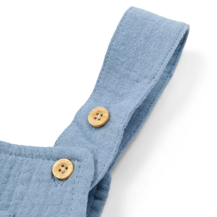 Salopeta pantalon scurti din bumbac organic - Stone Blue - Little Dutch