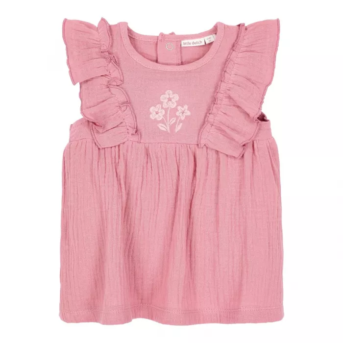 Rochita din bumbac organic cu pantalon scurt - Pink Blush - Little Dutch