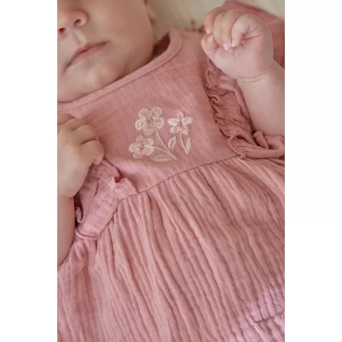 Rochita din bumbac organic cu pantalon scurt - Pink Blush - Little Dutch