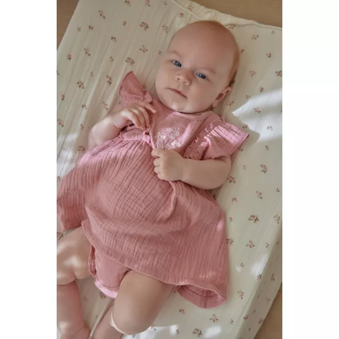 Rochita din bumbac organic cu pantalon scurt - Pink Blush - Little Dutch