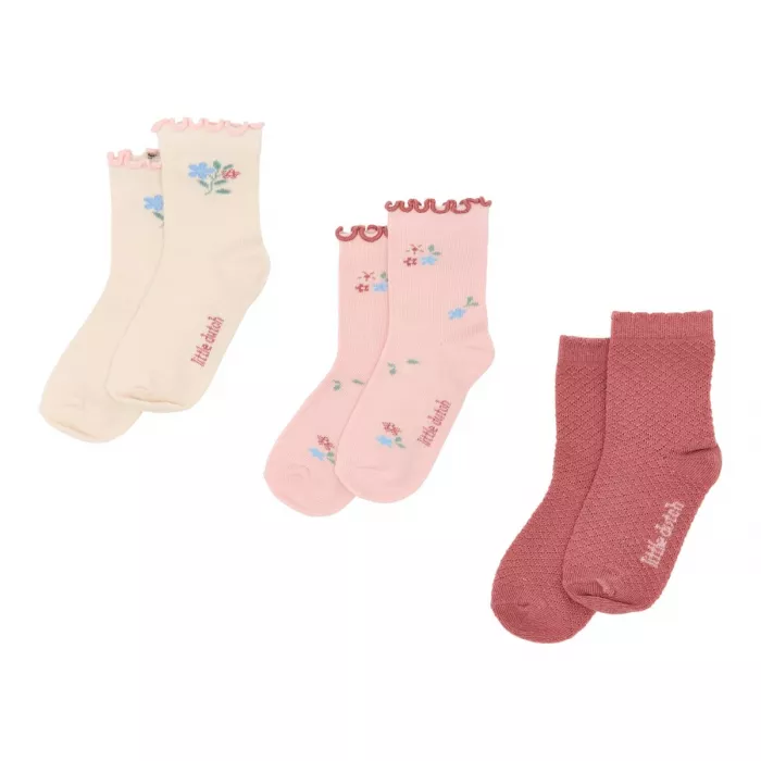 Sosete din bumbac organic - set 3 perechi -  Fetite Multi - Little Dutch