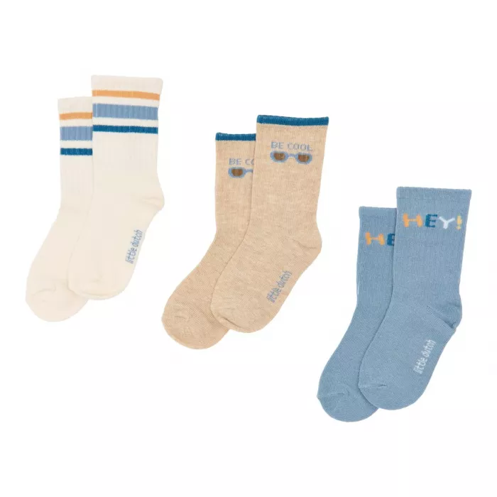 Sosete din bumbac organic - set 3 perechi -  Baieti Multi - Little Dutch