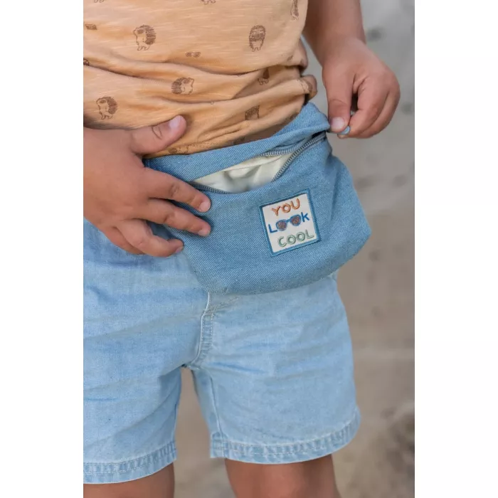Borseta pentru copii din bumbac organic - Denim - Little Dutch