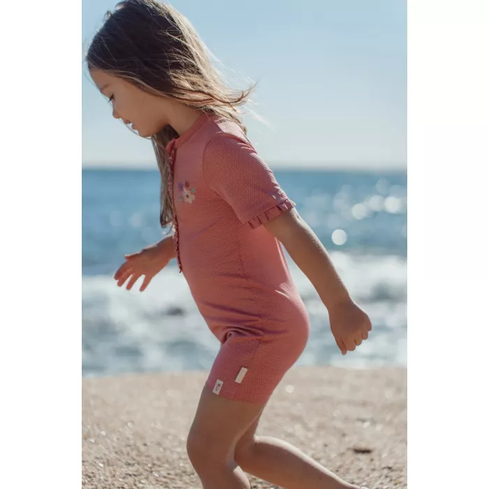 Costum de baie intreg cu maneca scurta - protectie UV 40+ - Dreamy Pink Sparkle - Little Dutch