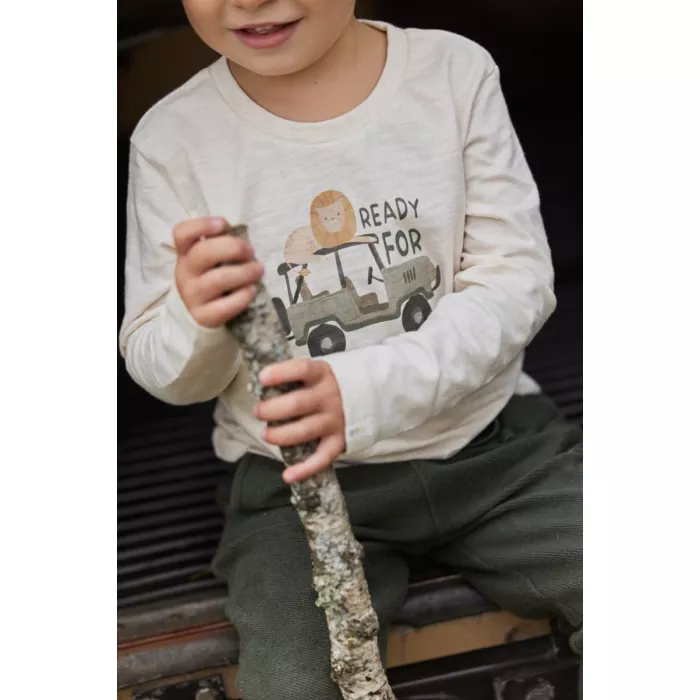 Bluza din bumbac organic - Safari Friends - Sand Melee - Little Dutch