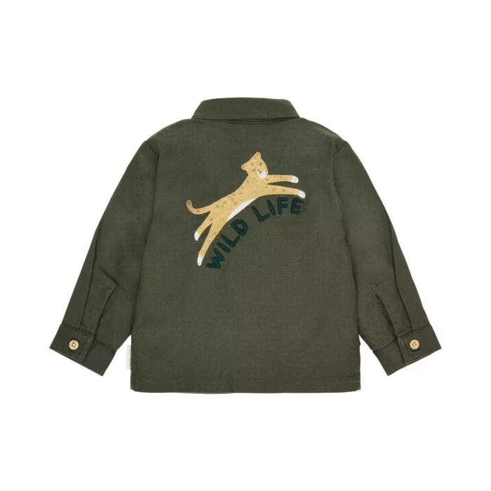 Camasa/Jacheta din bumbac organic - Deep olive - Safari Friends - Little Dutch