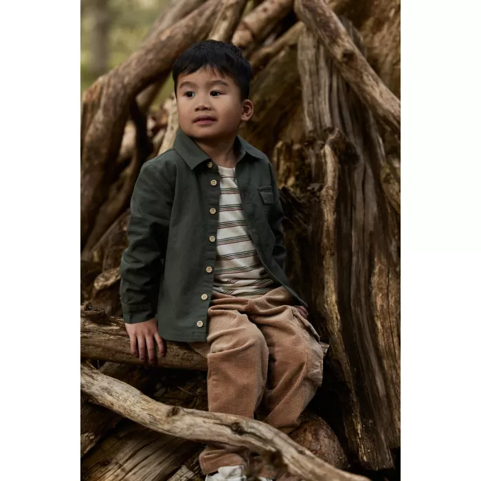 Camasa/Jacheta din bumbac organic - Deep olive - Safari Friends - Little Dutch