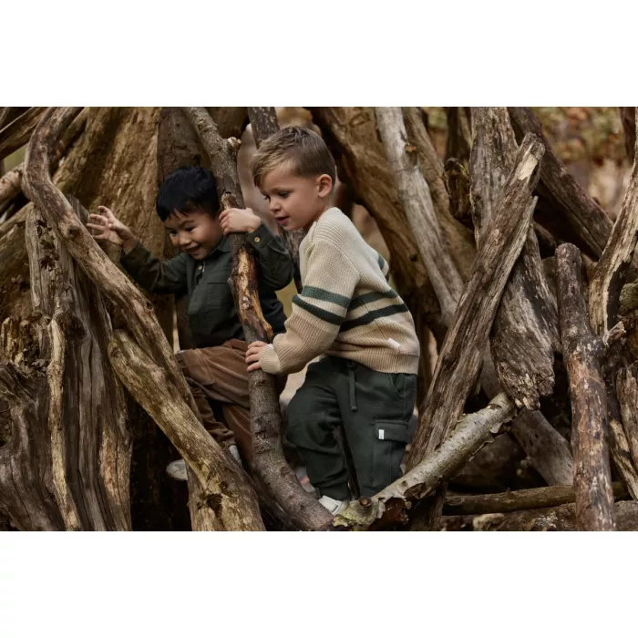 Camasa/Jacheta din bumbac organic - Deep olive - Safari Friends - Little Dutch