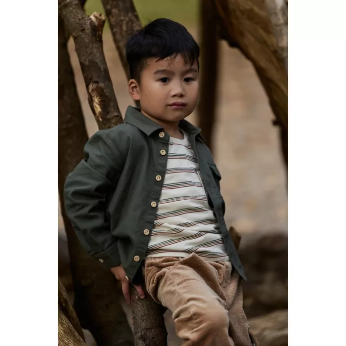 Camasa/Jacheta din bumbac organic - Deep olive - Safari Friends - Little Dutch