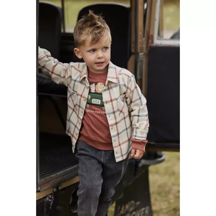 Camasa/Jacheta din bumbac organic - Safari Check - Safari Friends - Little Dutch
