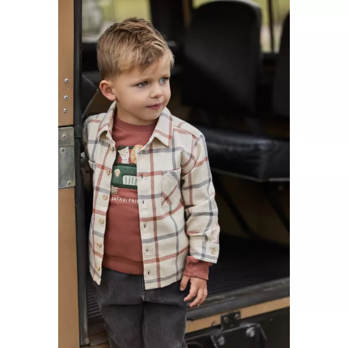 Camasa/Jacheta din bumbac organic - Safari Check - Safari Friends - Little Dutch