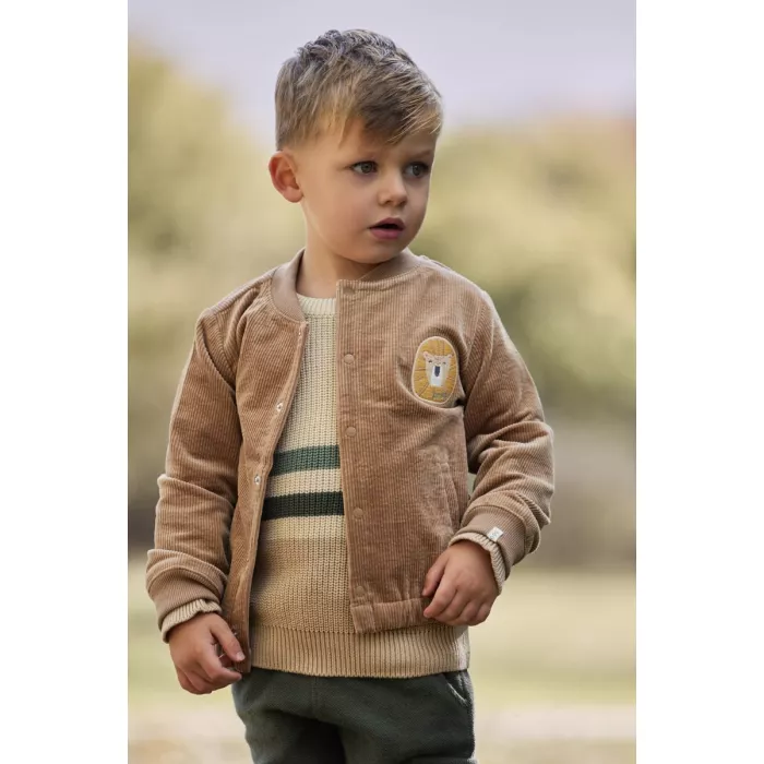 Jacheta din bumbac organic - Mudstone - Safari Friends - Little Dutch