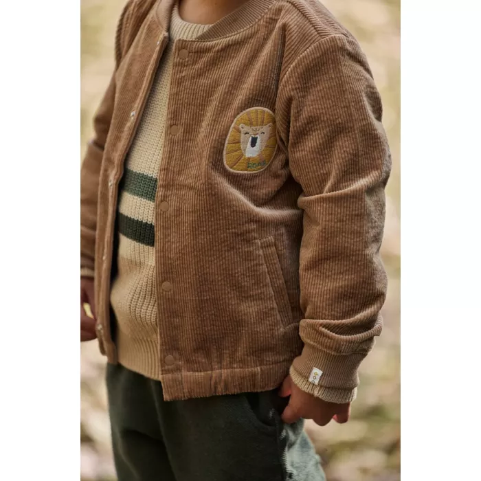 Jacheta din bumbac organic - Mudstone - Safari Friends - Little Dutch