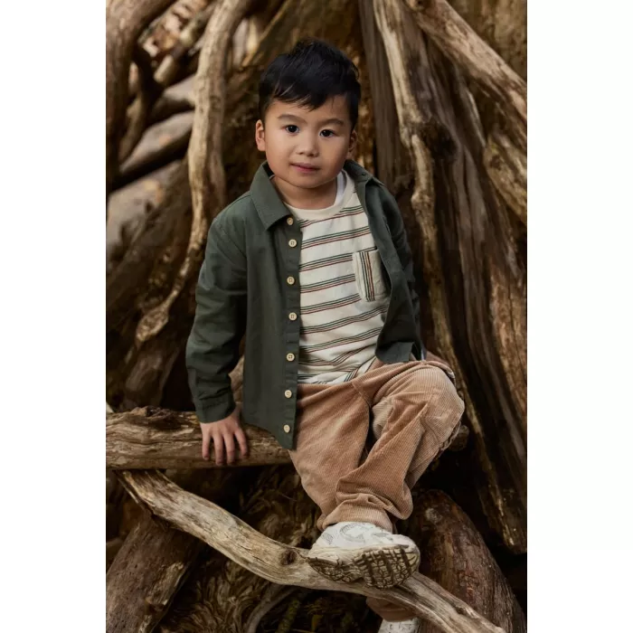 Pantaloni din bumbac organic - Mudstone - Safari Friends - Little Dutch