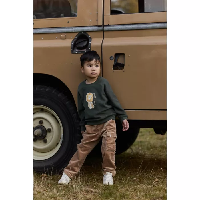 Pantaloni din bumbac organic - Mudstone - Safari Friends - Little Dutch