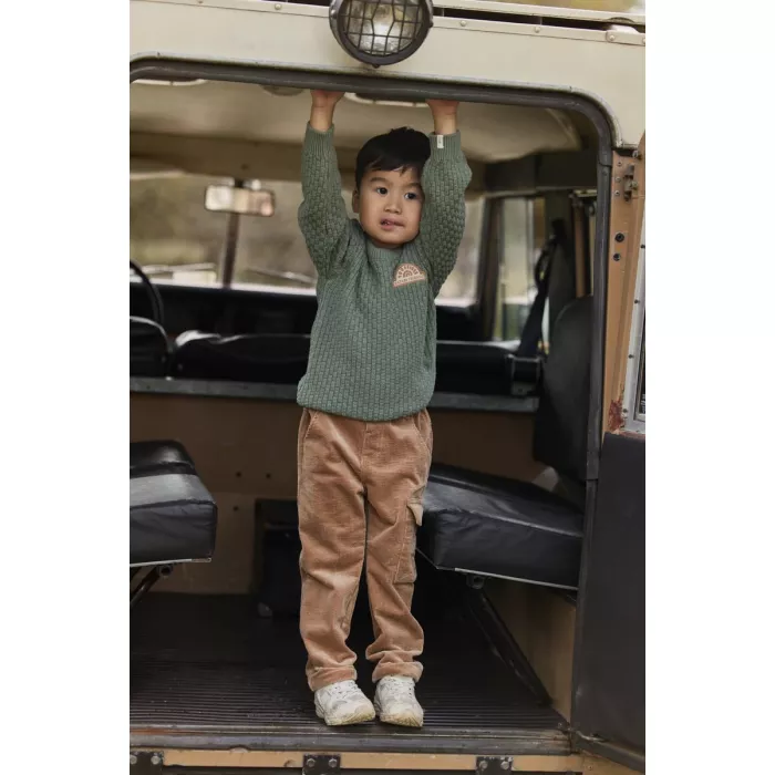 Pantaloni din bumbac organic - Mudstone - Safari Friends - Little Dutch