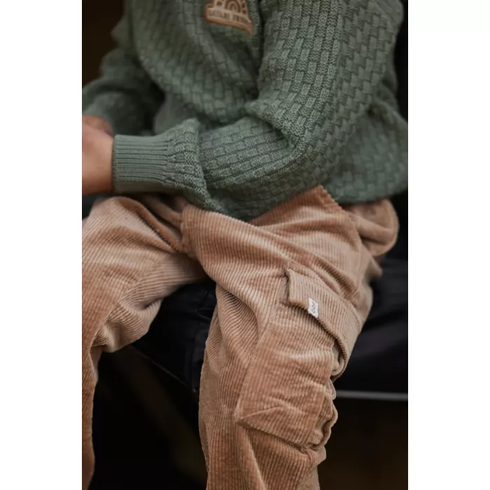 Pantaloni din bumbac organic - Mudstone - Safari Friends - Little Dutch