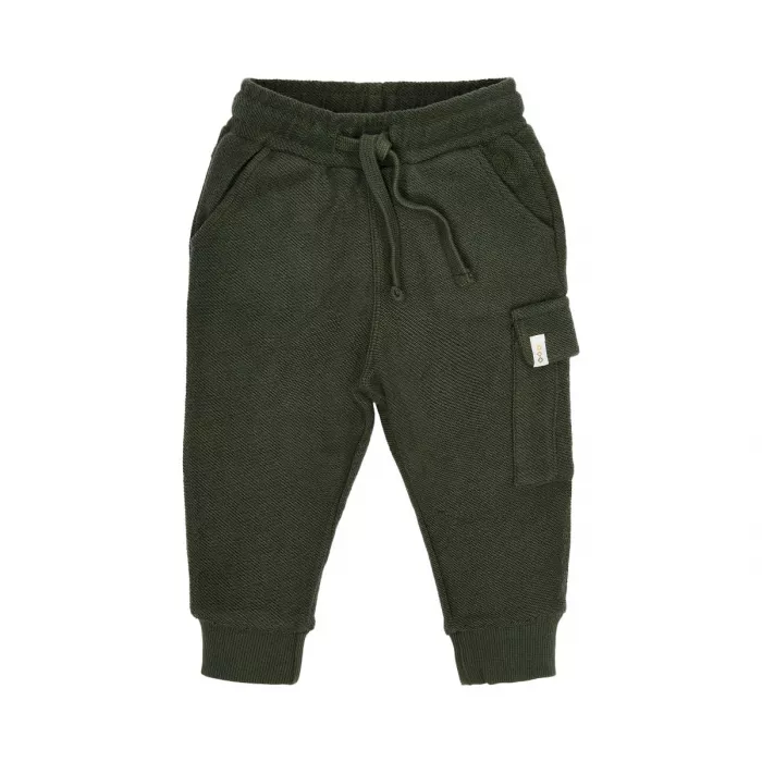 Pantaloni din bumbac organic - Deep Olive - Safari Friends - Little Dutch