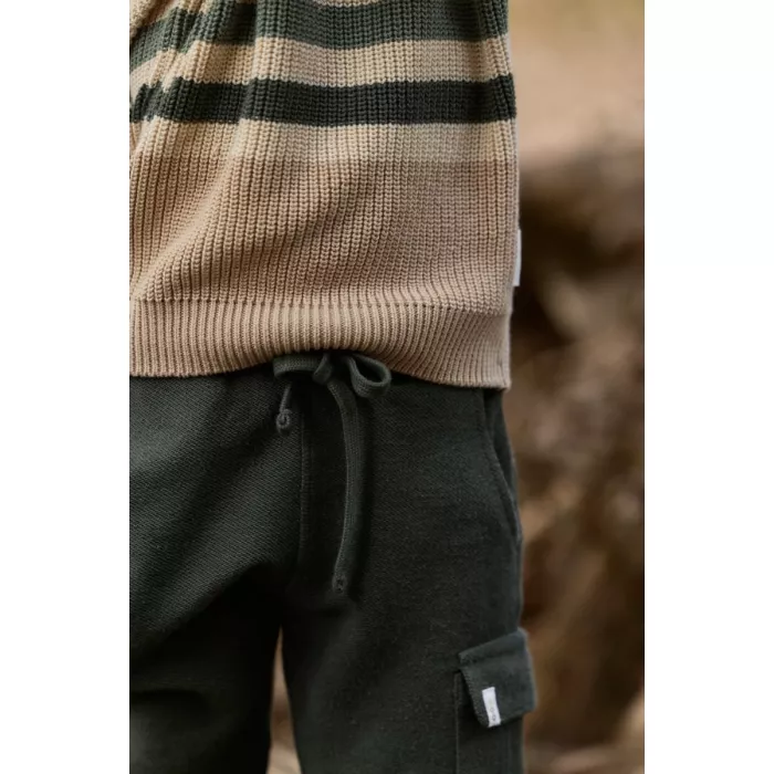 Pantaloni din bumbac organic - Deep Olive - Safari Friends - Little Dutch