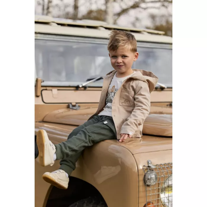 Pantaloni din bumbac organic - Deep Olive - Safari Friends - Little Dutch