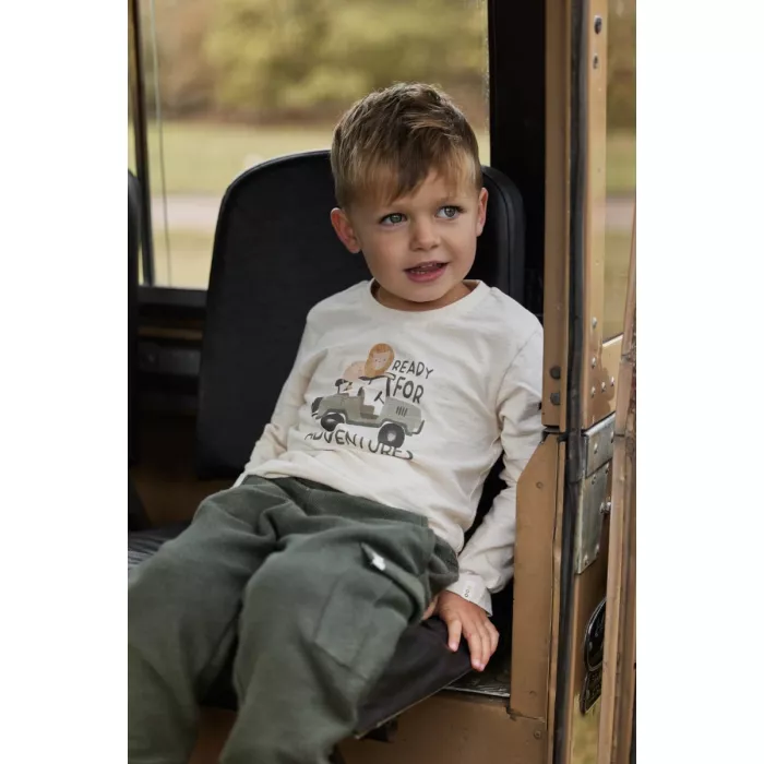 Pantaloni din bumbac organic - Deep Olive - Safari Friends - Little Dutch