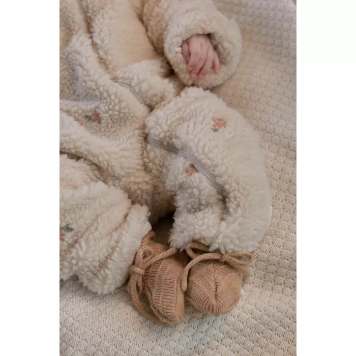 Salopeta din material teddy - Sand Flowers - Safari Friends - Little Dutch