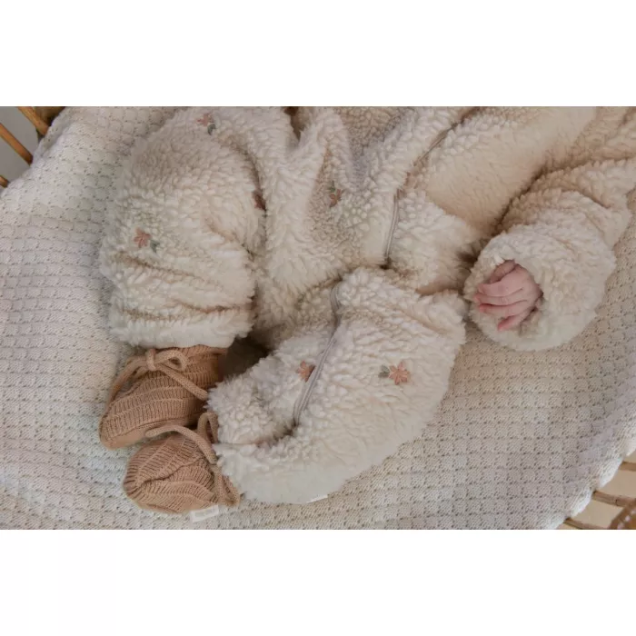 Salopeta din material teddy - Sand Flowers - Safari Friends - Little Dutch
